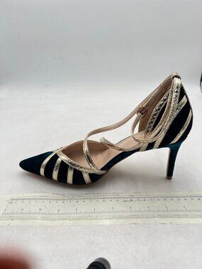 XYD Blue Peep Toe Crisscross Straps Sandals Stiletto High Heels Two-toned Shoes